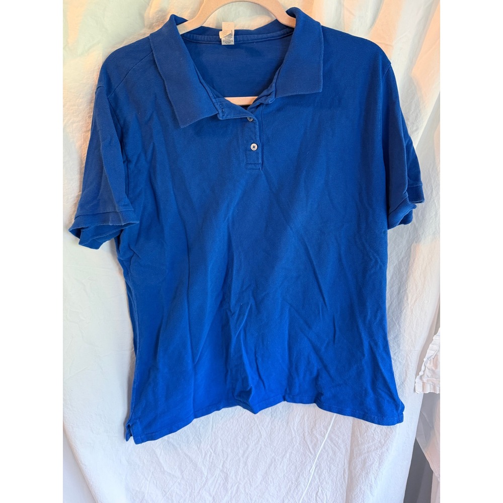 Jerzees Womens Royal Blue Short Sleeve 100% Cotton Polo Shirt Size 2XL
